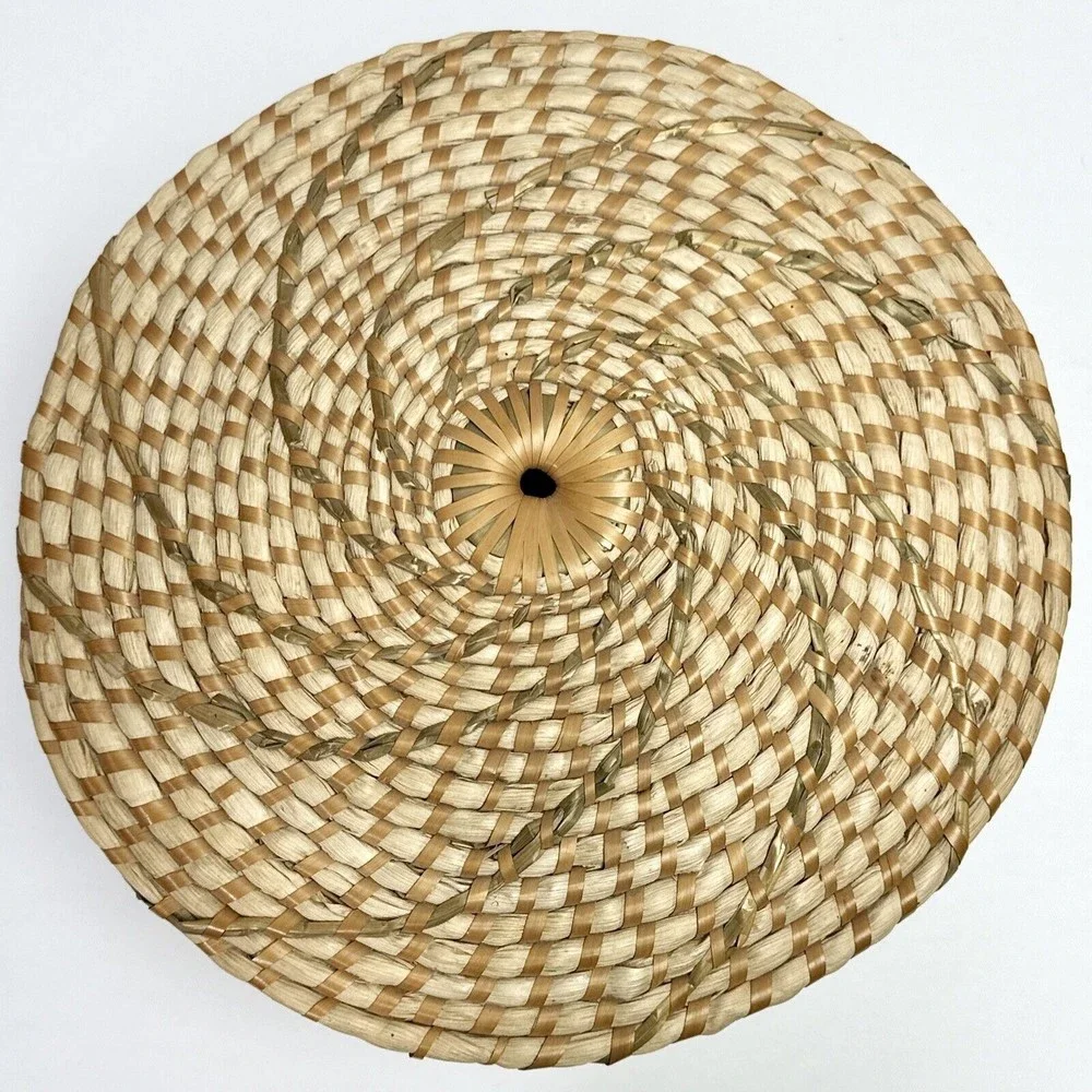 Hand‎ Woven Knitting Basket w/ Hole Basket Yarn Bowl Sweet grass Woven 12”W